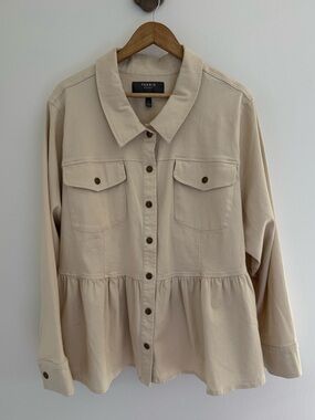 Beige Utility Peplum Shirt Jacket Torrid Size 4 Plus